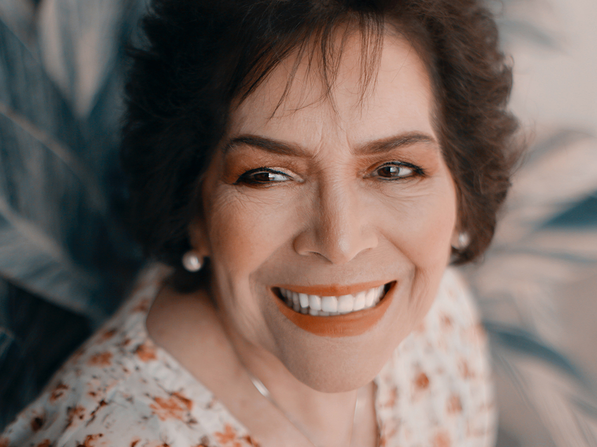 closeup of woman smiling