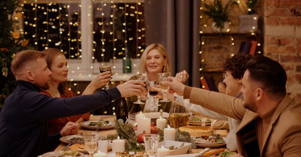 people at christmas dinner