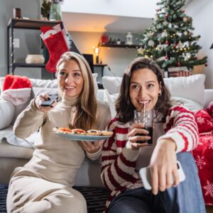 girls watching christmas movies