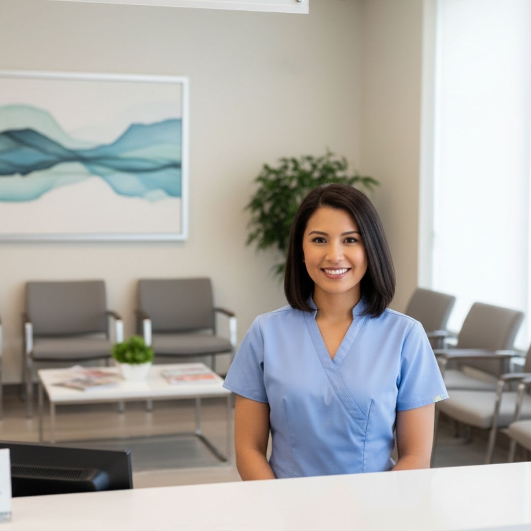 clean office with a friendly physician