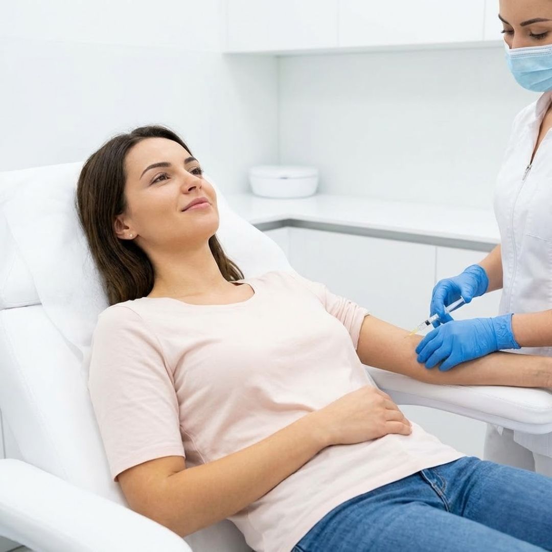 woman getting ready for an injection