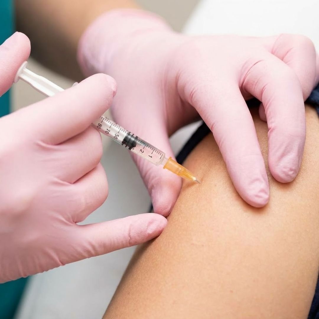 getting an injection in arm